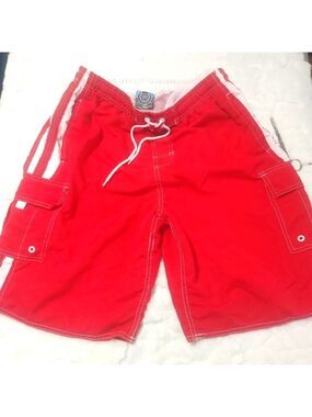 North 15 Red Swim Shorts with White Accents Lg